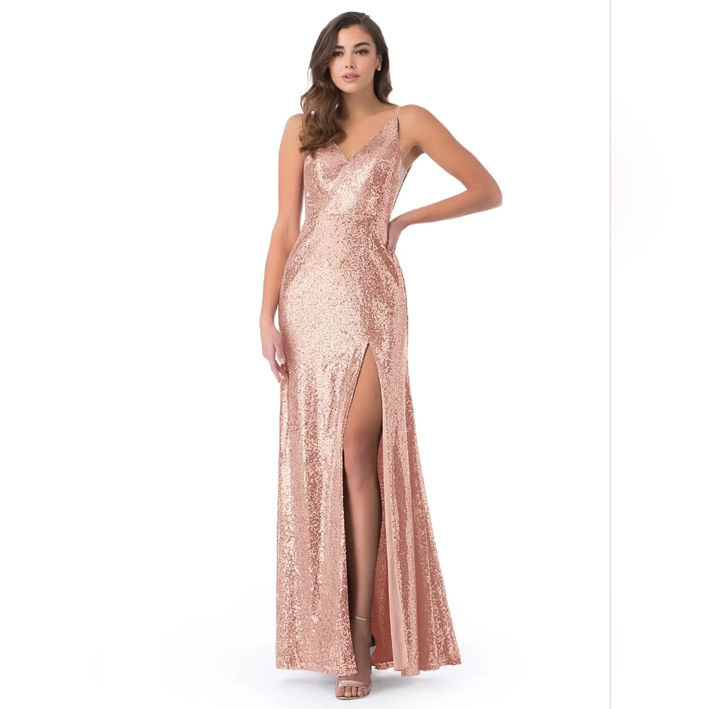 Azazie Rose gold sparkly dress